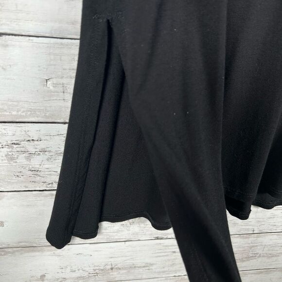 Joan Vass Long Black Tunic Top With Side Slits 1X - Picture 4 of 8